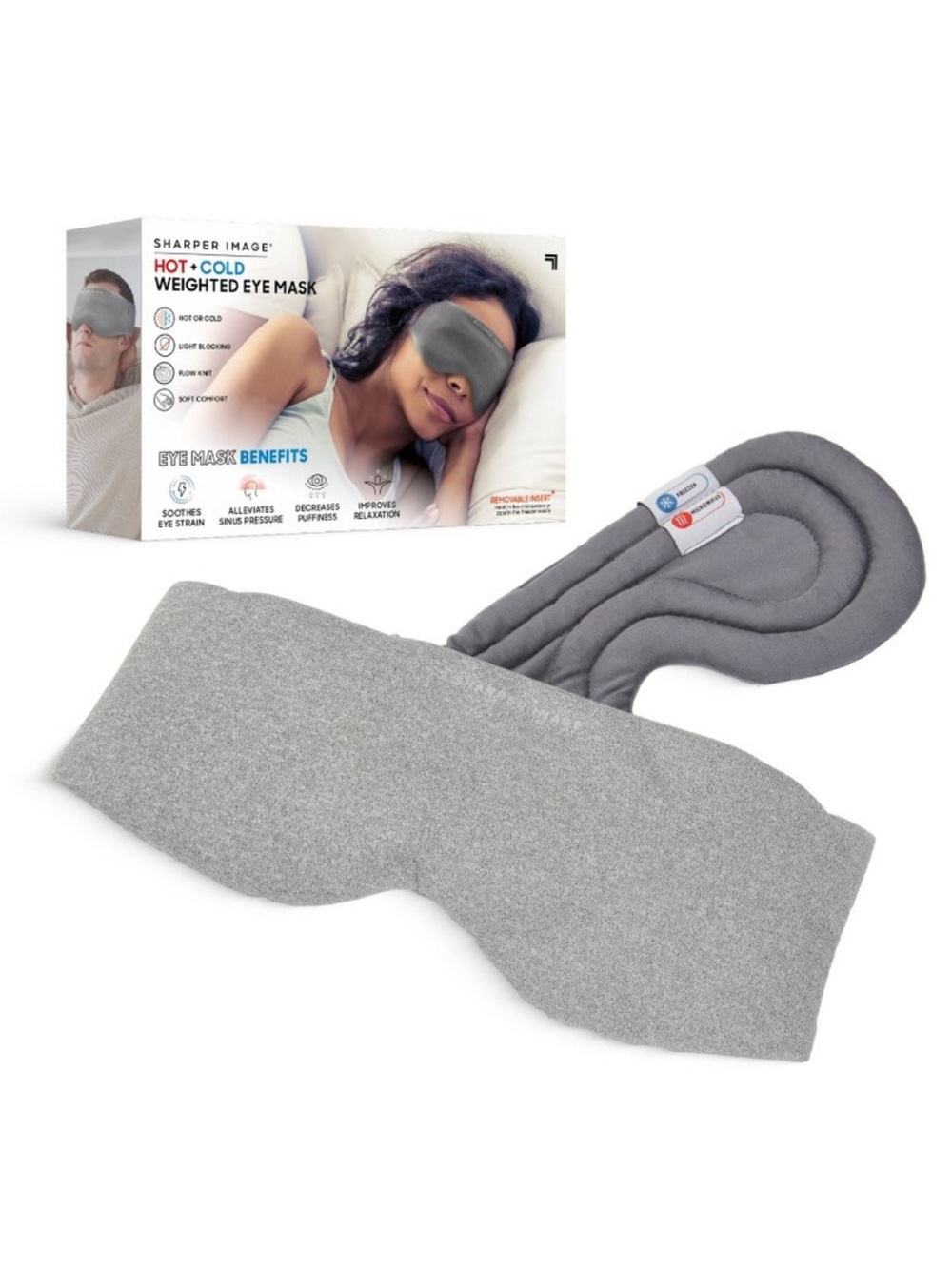 ✨Sharper Image Gray Hot + Cold Contoured Weighted Eye Mask